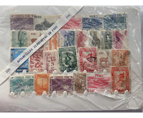 100 Sellos Estampillas Postales Peru. Nuevas Y Usadas. (Usado)