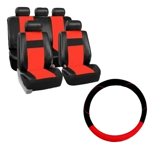 Funda Cubre Asiento Cuerina Y Cubrev Rojo Clio Y Corsa