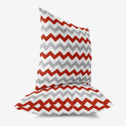 Kit De Almofadas Chevron Vermelha E Cinza 2un 35x35cm