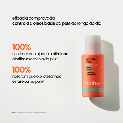 Protetor Solar Facial Sallve Fps 50 Toque Seco 40g