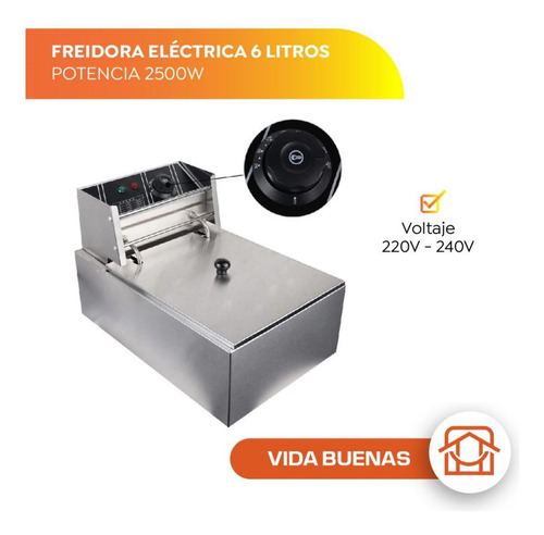 Freidora Profesional Freír Industrial Acero Inoxidable 6l