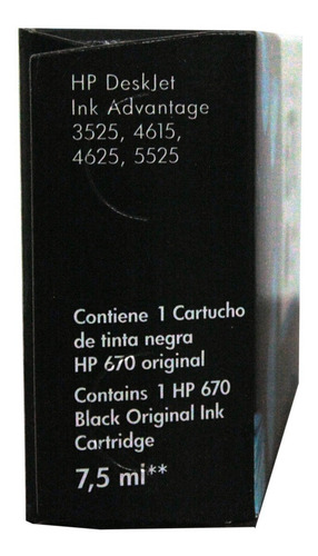 Cartucho Hp 670 Negro Original Cz113al Vigente Verificable