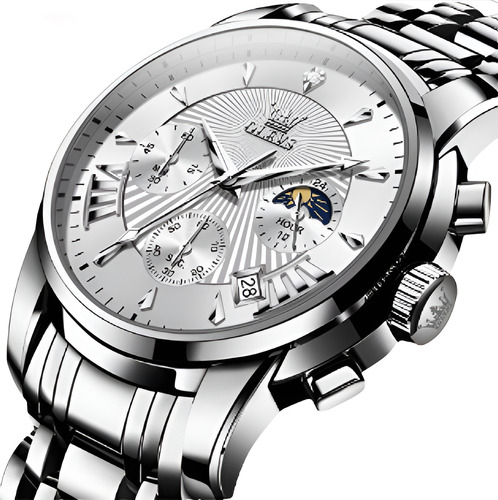 Reloj Olevs 2892 Hombre Acero Inoxidable Plateado Plateado Plateado Blanco