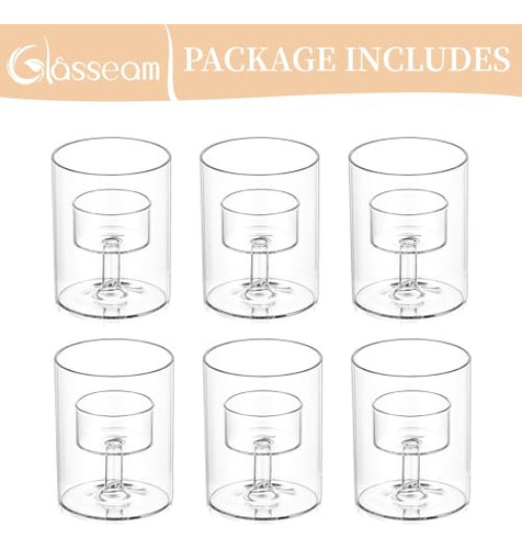Juego De 6 Portavelas De Cristal Transparentes