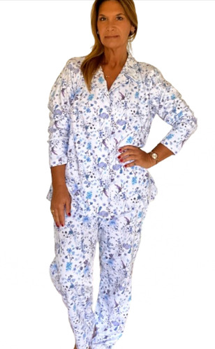 Talle Especial! Pijama De Algodon Floreado Liberty