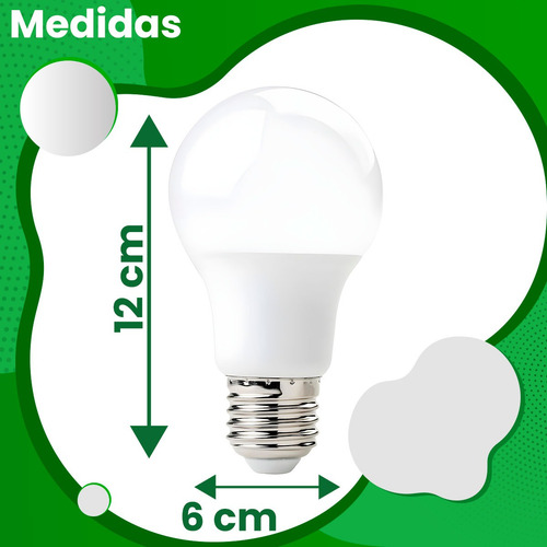 1 Pza Foco Bombilla Led 12w Luz Blanca Para Techo, Lampara Blanco Frío