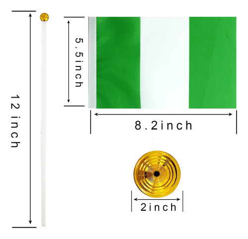 Mini Banderas Wxtwk, Poliester, Nigeria, Con Base, 12 Pie...