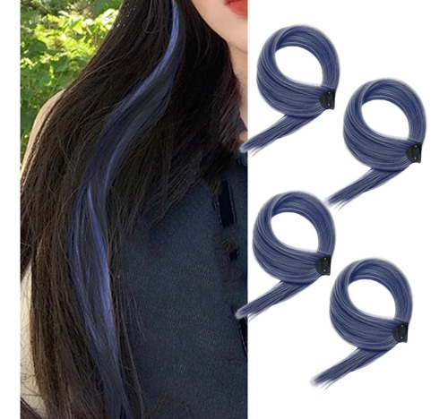 Z 4x Pelucas Colgantes De Tinte De Oreja, Pinzas Azul