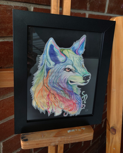 Cuadro Decorativo Hecho A Mano Lobo De Colores 