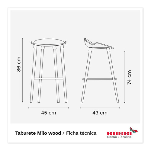 Banqueta Milo Wood Diseño Premium Tapizado Rossi