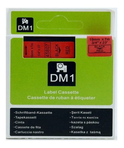Cinta Compatible Con Dymo Dm1 19mm Negro/rojo 45807