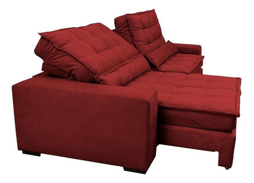 Sofá Retrátil e Reclinável com Molas Ensacadas Cama inBox Gold 2,52m Tecido Suede Velusoft Vermelho