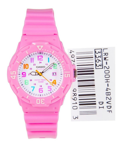 Reloj Casio Lrw-200h-4b2 Lujoso Para Dama Rosado/ Blanco