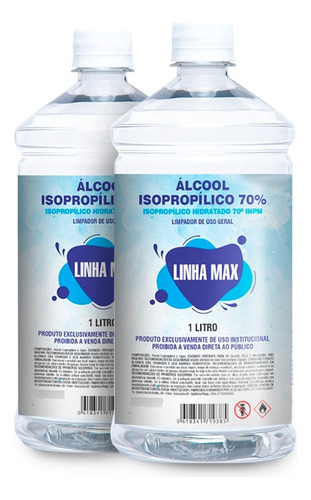 Kit Limpa Telas Limpeza Hospitais Isopropílico 70% 2 Litros