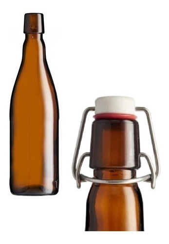 Garrafa De Vidro Com Tampa Flip Top Belga 550ml Fliptop