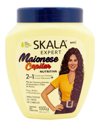Imagen 1 de 3 de Skala Maionese Máscara Vegana Nutritiva Mayonesa Cabello 1kg