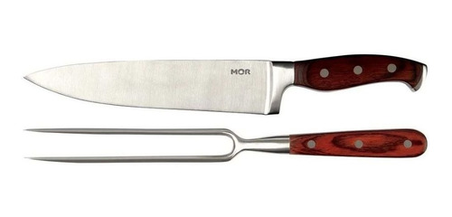 Imagem 4 de 4 de Kit Churrasco Faca E Garfo Mor 8 Pol Steel Em Aço Inox 3944