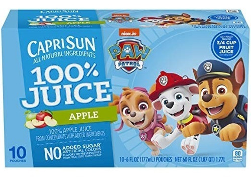 Capri Sun De La Pata De La Patrulla 100% Jugo, Manzana, 10-6