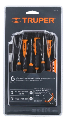 Juego Con Desarmadores Largos Precisión 6 Pzas Truper 14156