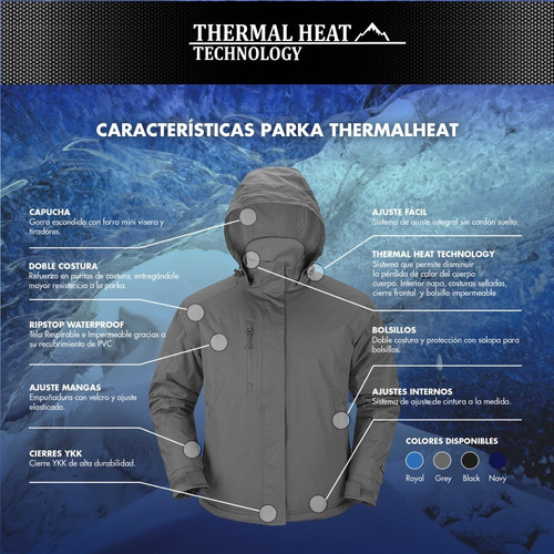 Imagen 7 de 8 de Parka Thermalheat Hombre Costuras Selladas Y Cierre Ykk
