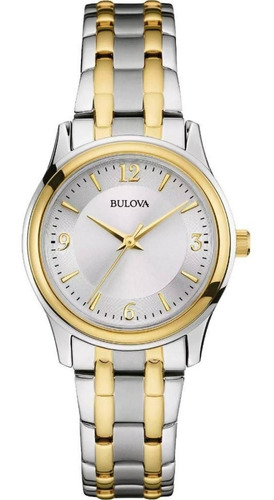 Reloj Bulova Corporate Original Acero Inoxidable Para Mujer Correa Plateado/Dorado Bisel Plateado/Dorado Fondo Plateado