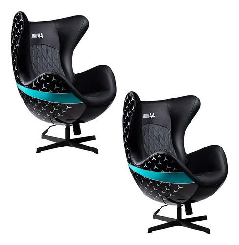 2 Poltronas Decorativas Egg Chair Nº 44 Hamilton Preta