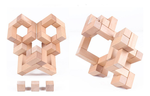 Puzzle Cube Building Blocks Alivio Del Color De Madera
