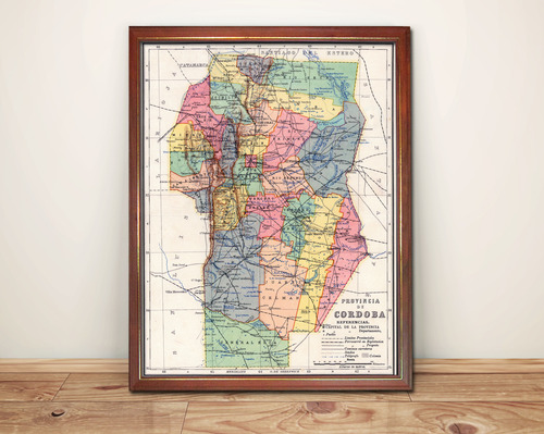 Antiguo Mapa Provincia De Córdoba Año 1929 En Cuadro