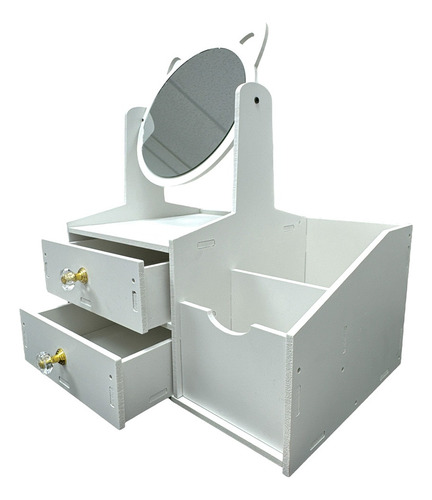 Organizador De Maquillaje Con Espejo Organizador Joyero Color Blanco