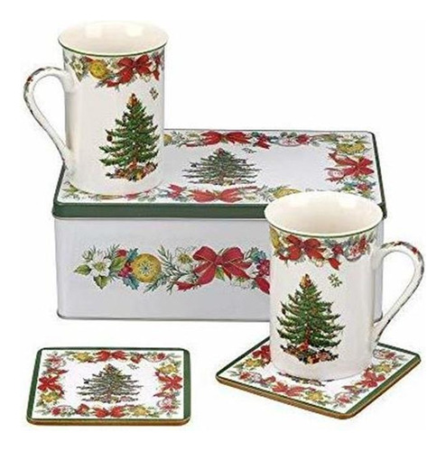 Spode Christmas Tree Melamina Sirviendo Bandeja Con Asas, 1