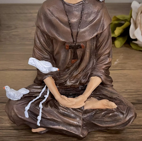 Imagem São Francisco De Assis Meditando 20cm Resina