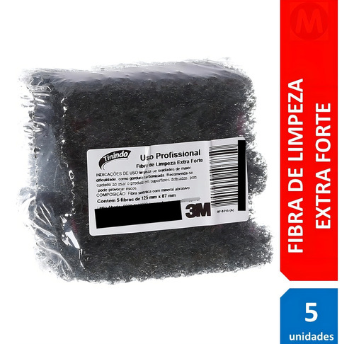 Esponja Fibra De Limpeza Extra Forte Fibraço Tinindo C/ 5 Un