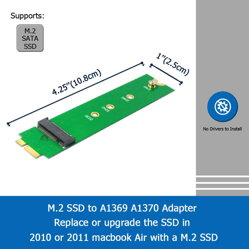 Adaptador Godshark M.2 Ngff Ssd A A1369 A1370 Para Macbook A