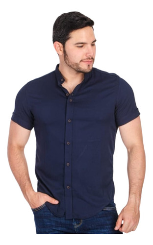 Camisa Manga Corta Cuello Mao Militar