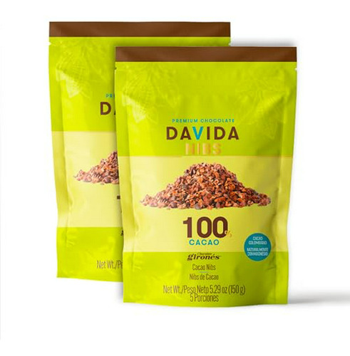 Pack De 2 Nibs De Cacao Davida 100% Premium De Granos Colomb
