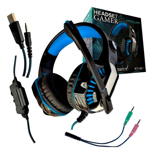 Fone Gamer Headset Knup Kp-491 Led Pc Ps4 X One