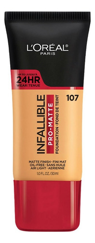 Base de maquillaje en cremoso L'Oréal Paris Infallible Pro-Matte 24 hrs tono 107 fresh beige - 30mL