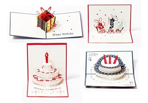 Tarjetas Desplegables Para Niños (4 Paquetes De Cumpleaños