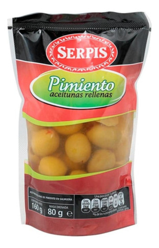 7 Pzas Aceitunas Serpis Rellenas De Pimiento 160 G