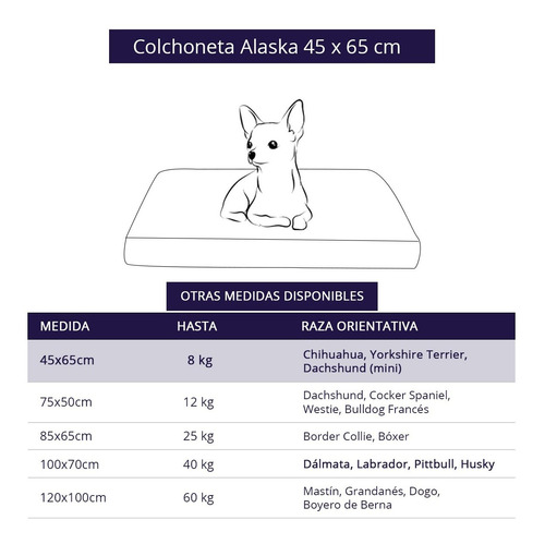 Cama Colchoneta Para Perros Chicos Lola Pets Alaska 65x45