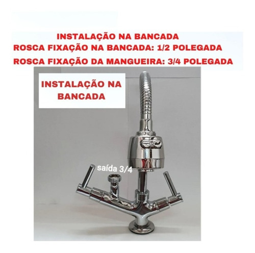 Torneira Gourmet Bancada Máquina Com Saída Lavar Louça Cor Cromado
