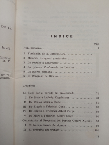 Carlos Marx Y Los Primeros Tiempos De La Internacional (Usado)