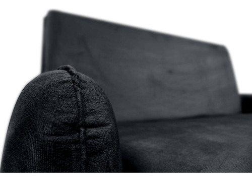 Sofá Cama Para Sala De Estar Zaia Com Baú Veludo Matrix Cor Preto