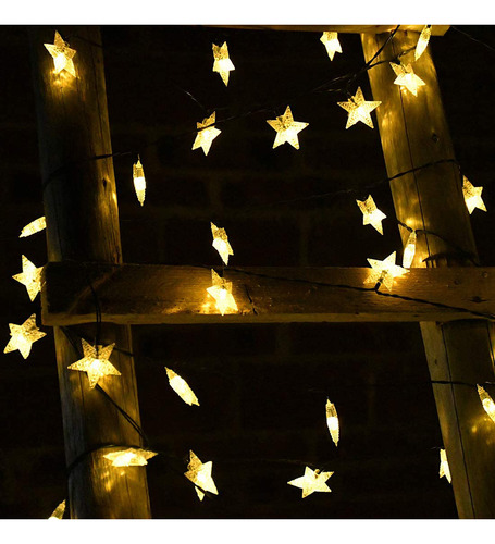 Guirnalda De Luces Solares Con Forma De Estrella, Funciona P
