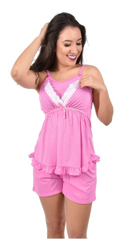 Imagem 1 de 5 de Pijama Mulher Roupa Feminina Fácil Amamentação Plus Size