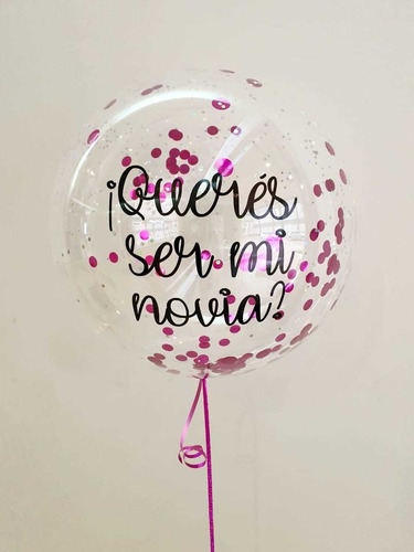 Globo Burbuja /glitter Confeti Personaliz Frase,logo,nombre 