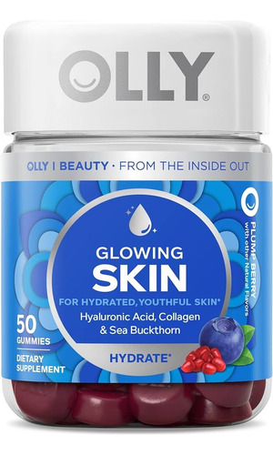 Olly Glowing Skin Acido Hialurónico & Colágeno 50 Gomitas Sabor Arándano