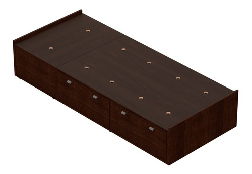 Imagen 3 de 5 de Cama Con Cajones Box Base Somier 1 Plaza Wengue 56622