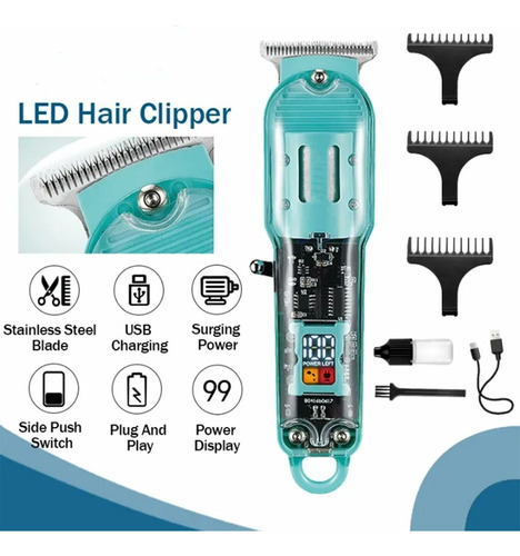 Máquina Patillera Digital Recargable Daling, Ideal Regalo Turquesa