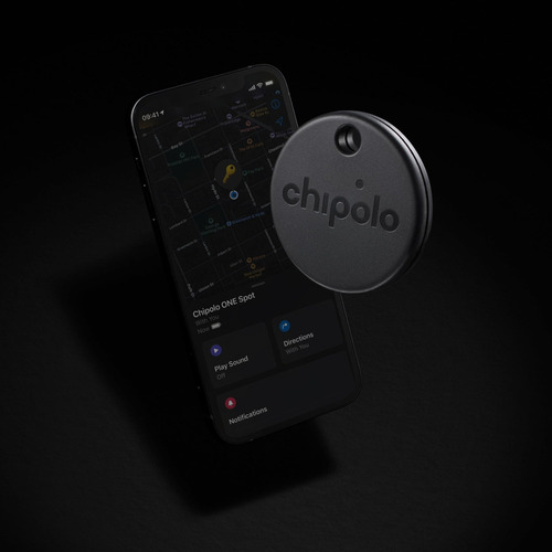 Rastreador Bluetooth Chipolo One Spot de alcance 60 M Ipx5, cor preta